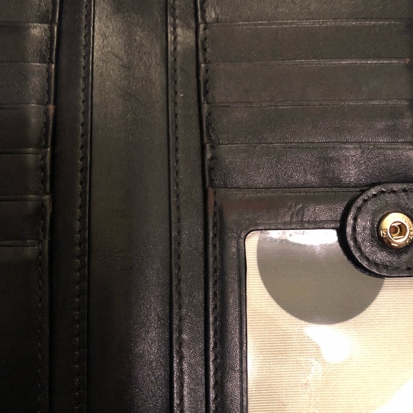 Kate Spade Darcy Slim Bifold Wallet 12 Card Slots Gold Black Polka Dot - Picture 8 of 14